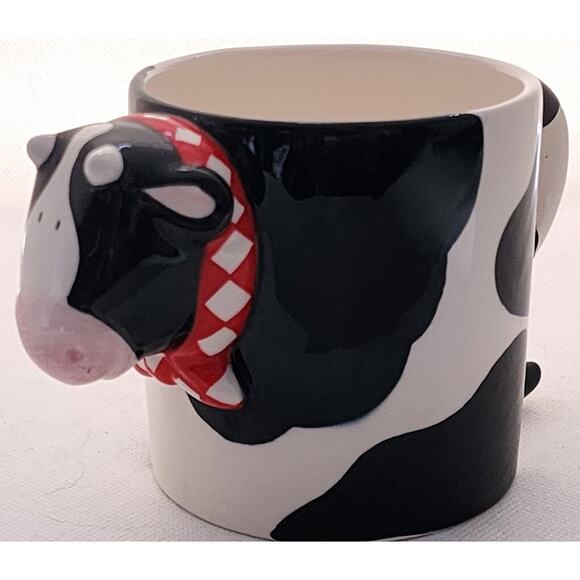 MUG-RUSS-Black & White Cow-3-D Design-Whimsical-Farm Animal-Holds 12 oz - Picture 2 of 14